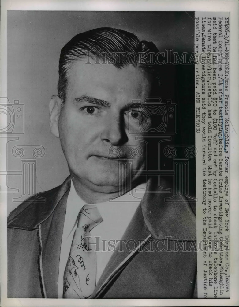 1951 Press Photo James Francis McLaughlin Employee of New York Telephone Co.
