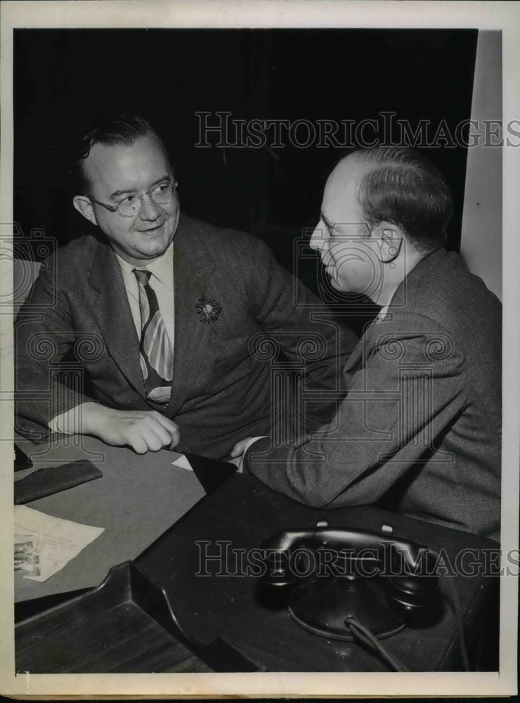 1944 Press Photo Herbert Brownell Meets Henry R Trunbull to Discuss Pres Speech