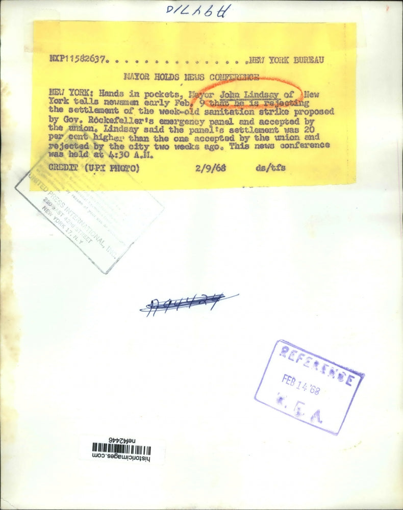 1968 Press Photo Mayor John Lindsay in Press Conference on Sanitation Strike