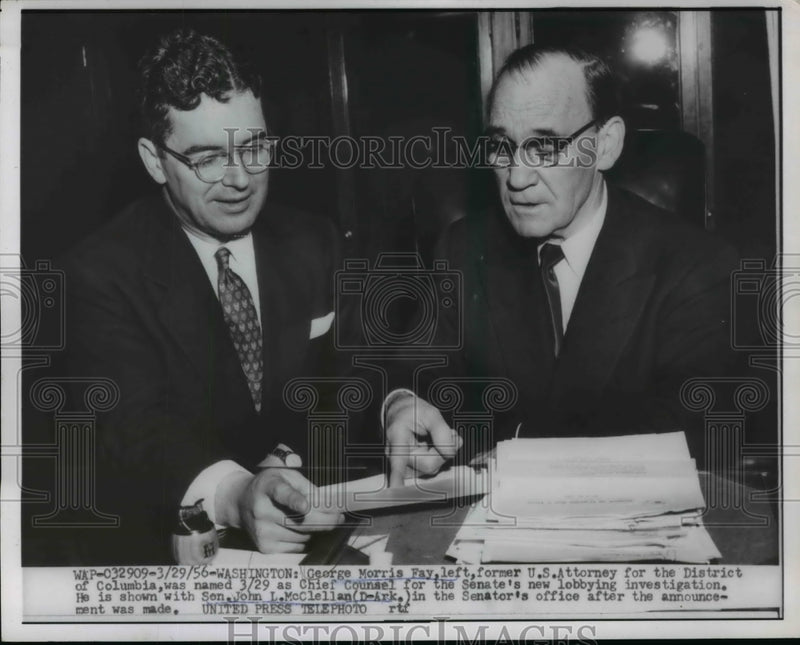 Load image into Gallery viewer, 1956 Press Photo George Morris Fay Named Chief Counsel w/ John McClellan
