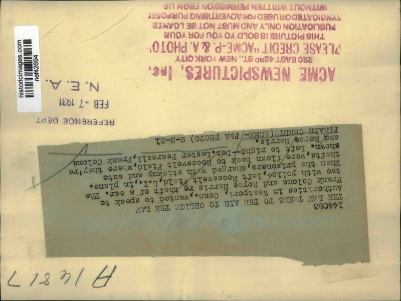 Load image into Gallery viewer, 1931 Press Photo Authorities Wanted to Speak to Frank Coloma &amp; Royce Harris
