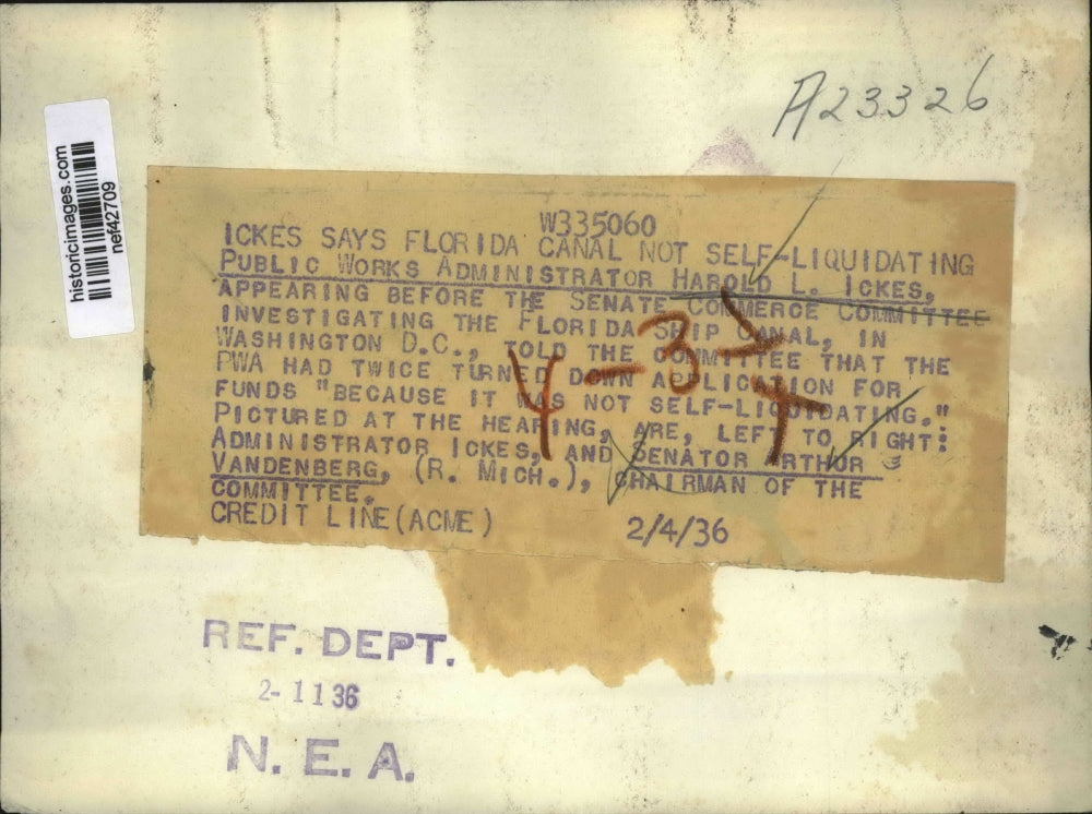 1935 Press Photo Harold Ickes in Paul Pearson Maladministration Investigation