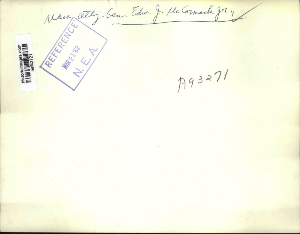 1962 Press Photo General Edward J McCormack, opposition to Edward Kennedy