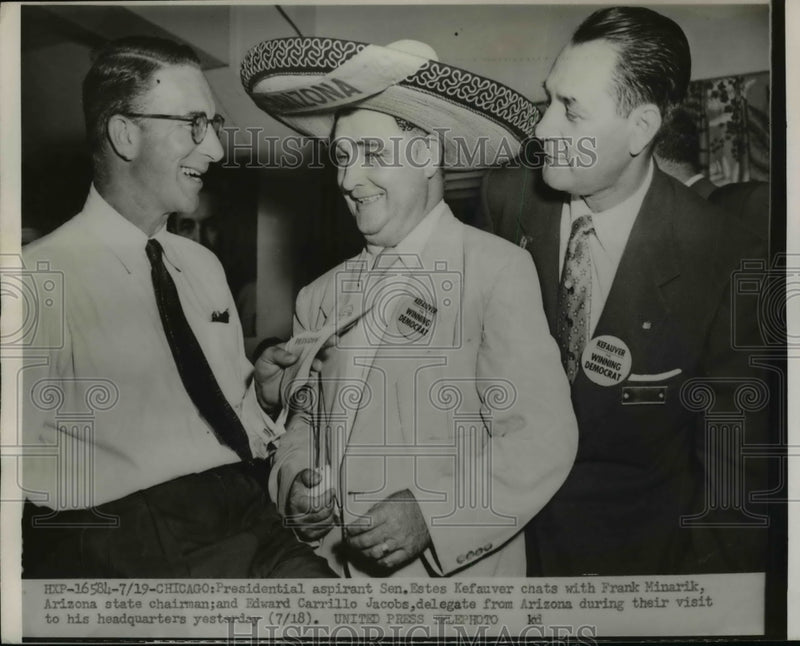Load image into Gallery viewer, 1952 Press Photo Estes Kefauver Meets with Arizona Representatives in Chicago
