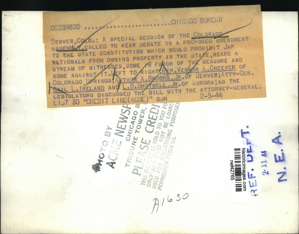 1944 Press Photo Special Session of Colorado Assembly Calls to Hear Debate