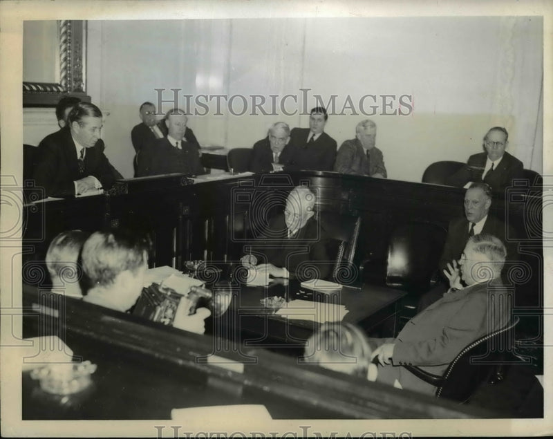 Load image into Gallery viewer, 1943 Press Photo Harold Ickes Testifies in Senate Investigations Committee
