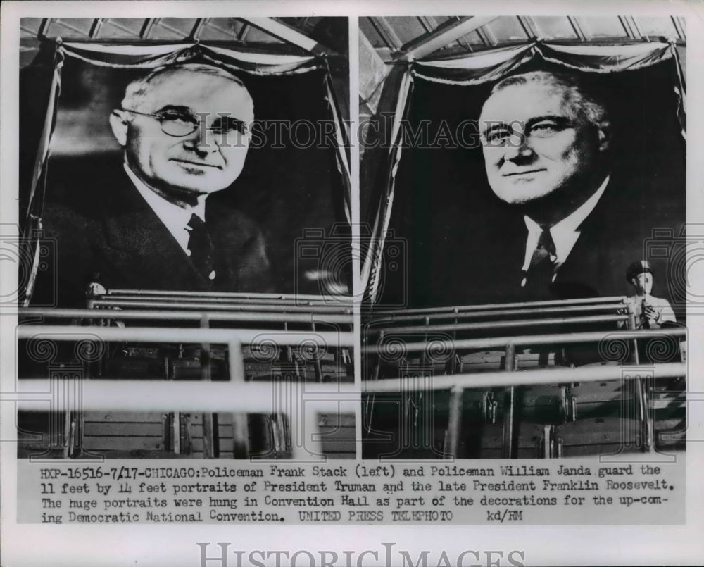 1962 Press Photo Portraits Were Hung in Convention Hall as Part of Decorations
