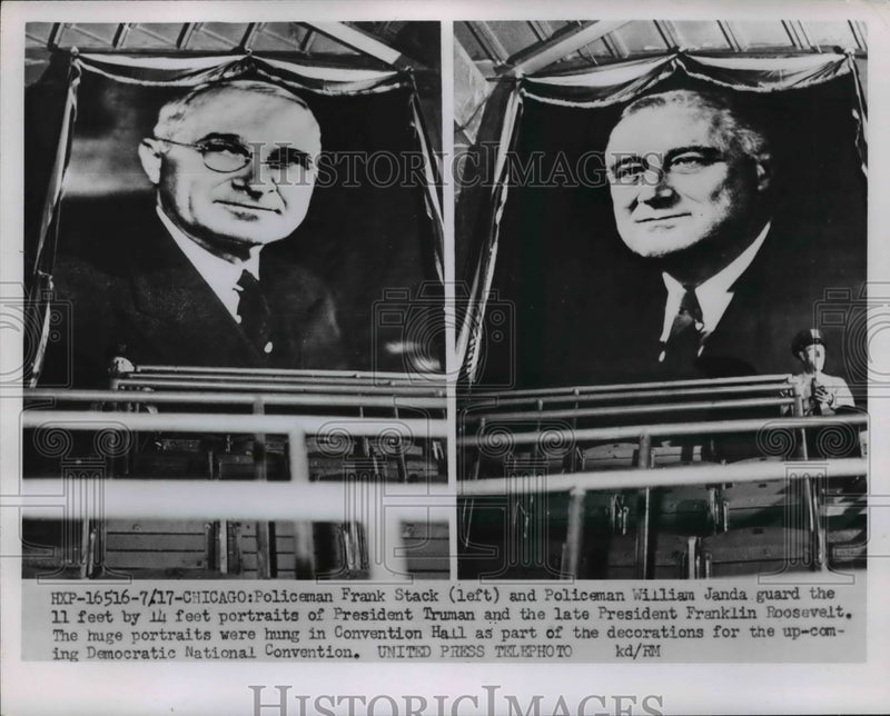 Load image into Gallery viewer, 1962 Press Photo Portraits Were Hung in Convention Hall as Part of Decorations
