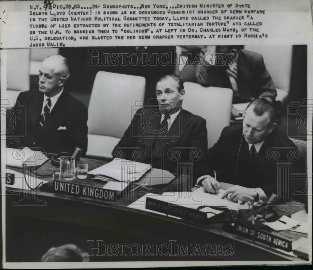 1953 Press Photo Selwyn Lloyd at United Nations Political Committee - nef42810