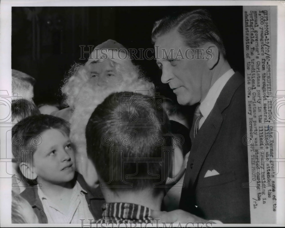 1962 Press Photo Governor Otto Farner Greets Kids at Governor's Christmas Party