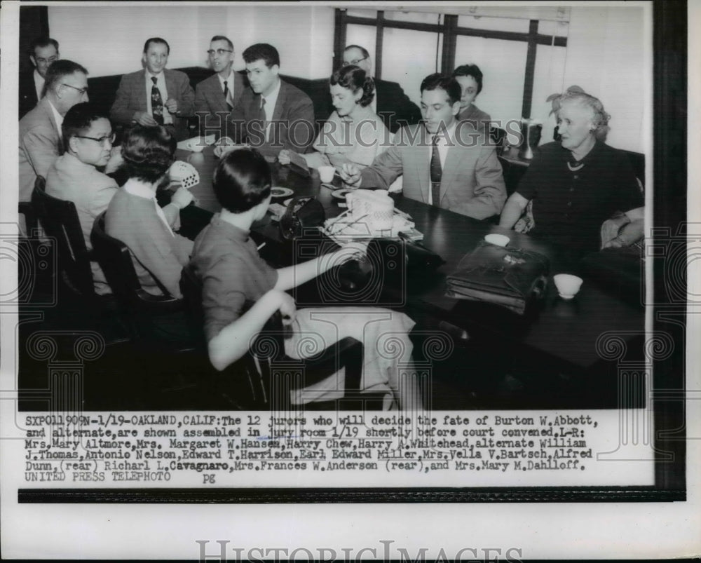 1956 Press Photo The 12 Jurors Who Will Decide the Fate of Burton W. Abbott