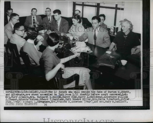1956 Press Photo The 12 Jurors Who Will Decide the Fate of Burton W. Abbott