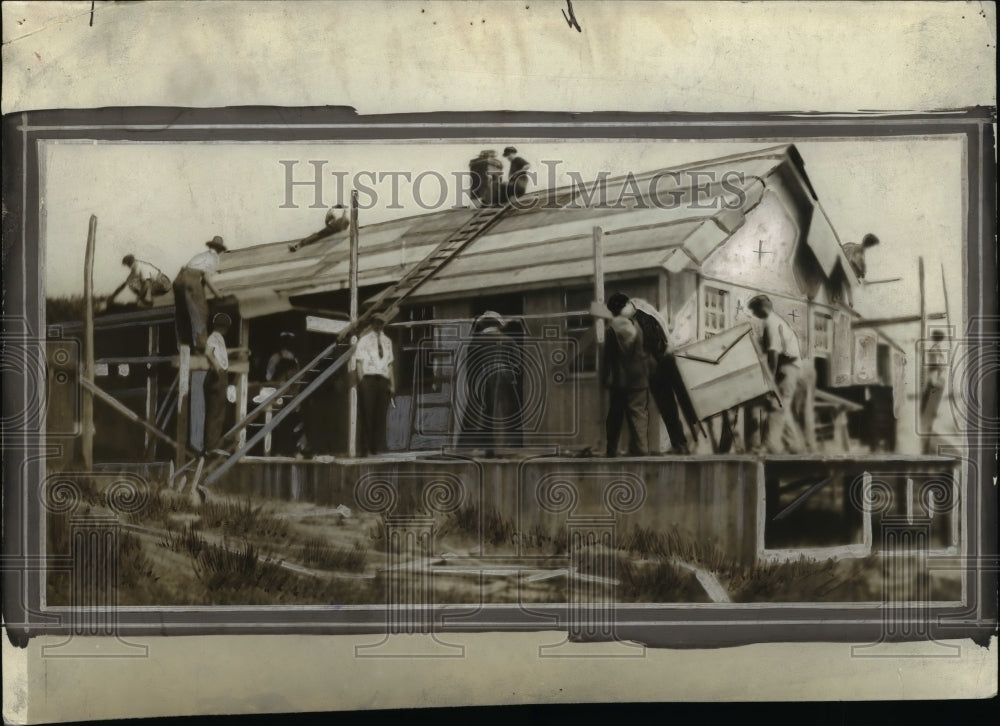 1919 Press Photo House Construction - nef42855