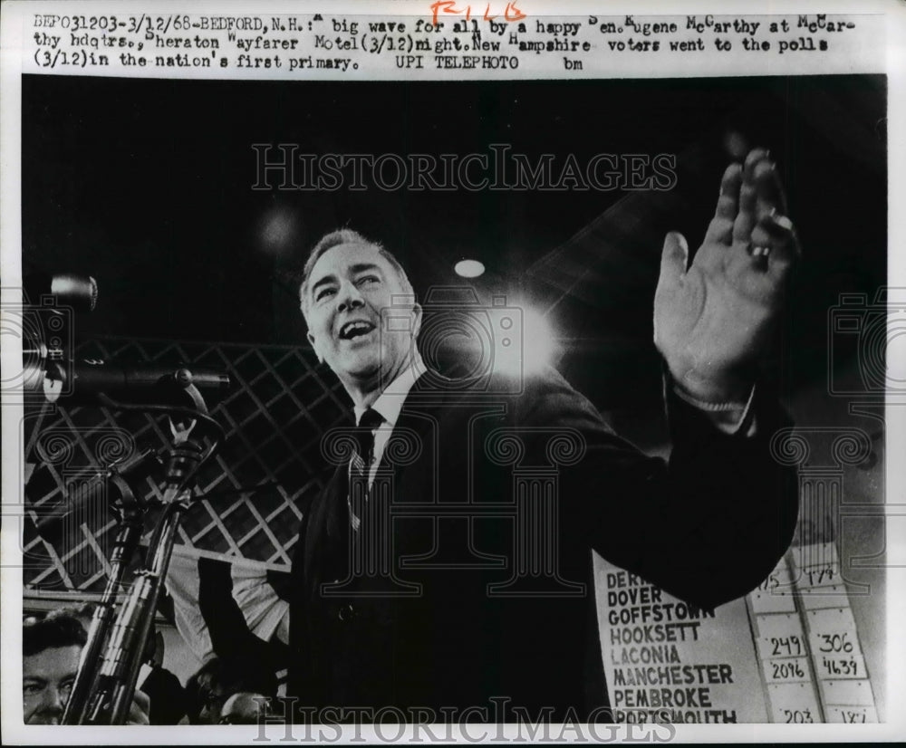 1968 Press Photo Senator Eugene McCarthys at Campaign Headquarters, NH