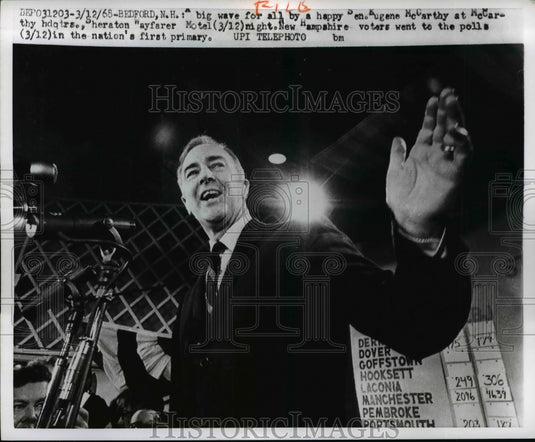 1968 Press Photo Senator Eugene McCarthys at Campaign Headquarters, NH