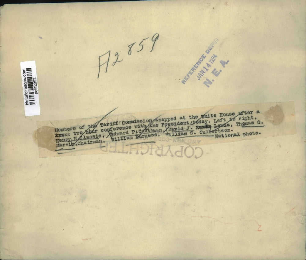 1924 Press Photo Tariff Commission Members at White House after Conference