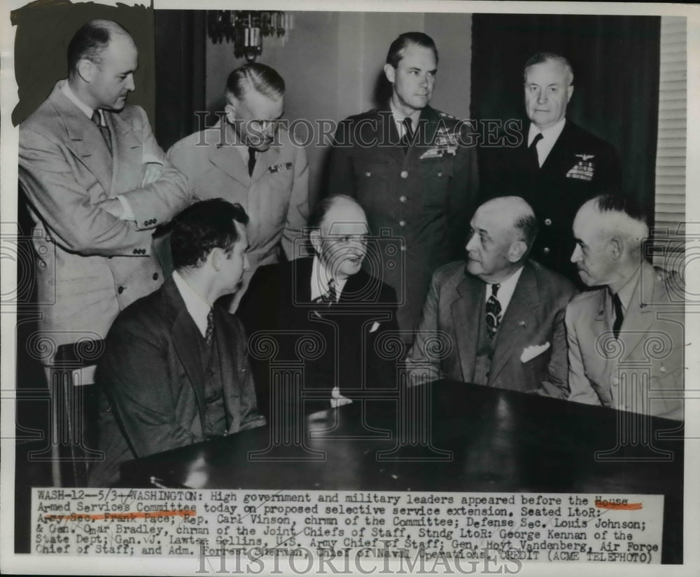 1950 Press Photo Government and Military leader at House Armed Service Committee