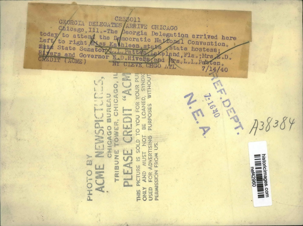 1940 Press Photo Georgia Delegates arrived at Chicago for Democratic Convention