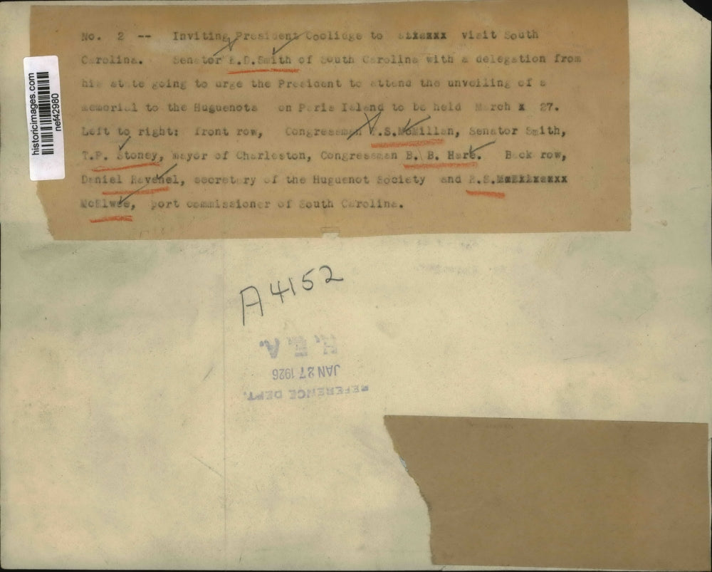 1926 Press Photo Inviting President Coolidge to Vist South Carolina - nef42980