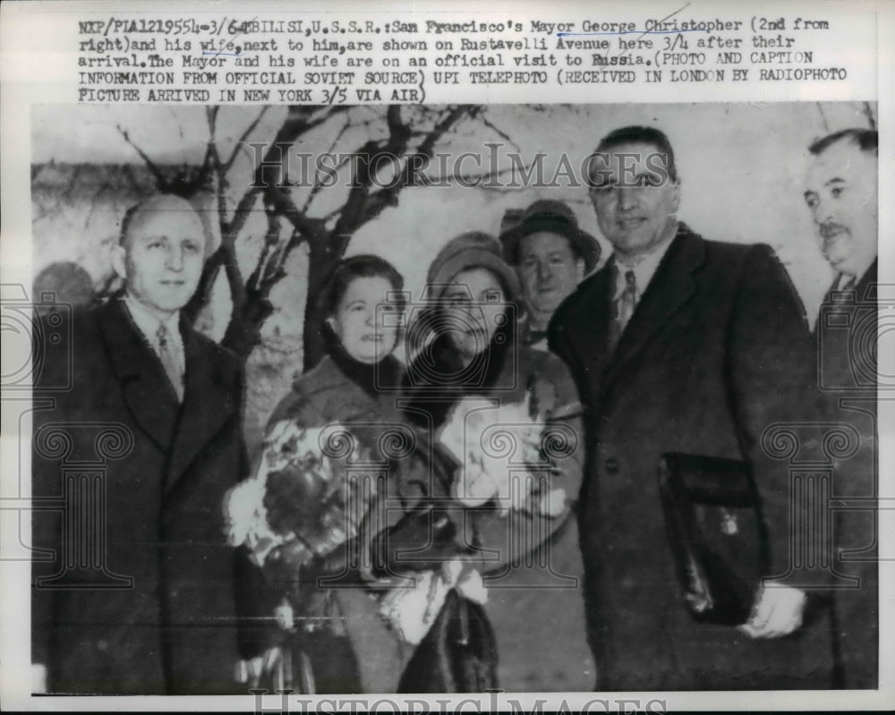1940 Press Photo Mayor George Christopher of San Francisco on Rustavelli Avenue
