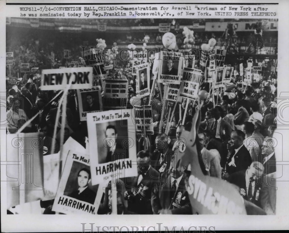 1952 Press Photo Demonstration for Averell Harriman After Nominated Today