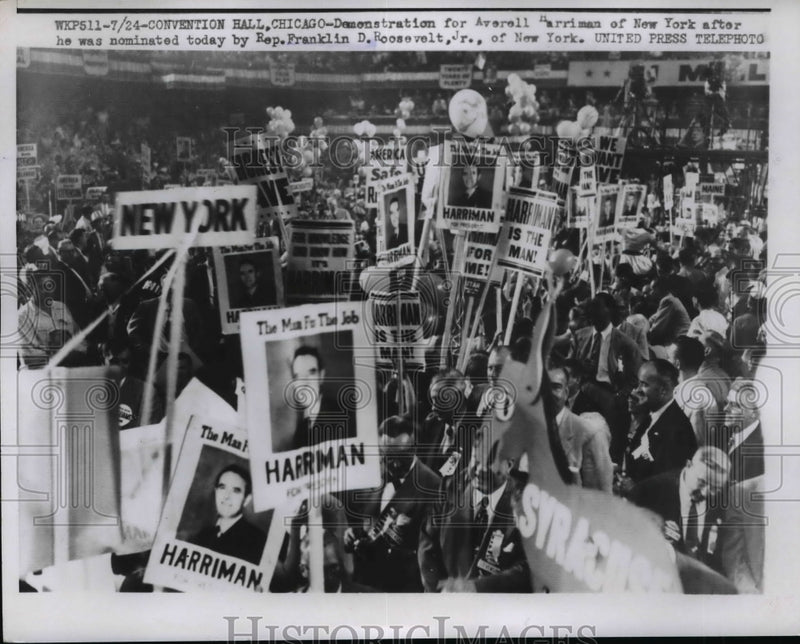 Load image into Gallery viewer, 1952 Press Photo Demonstration for Averell Harriman After Nominated Today
