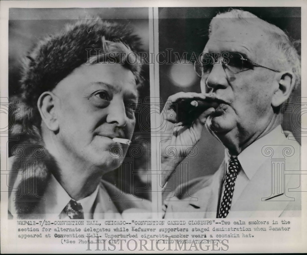 1952 Press Photo Two Calm Smokers in Section for Alternate Delegates