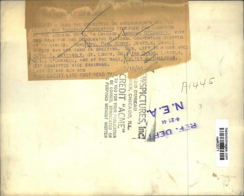 1944 Press Photo Republican National Convention Committee at Stevens Hotel