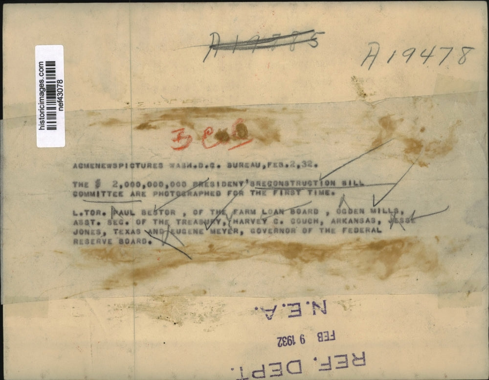 1932 Press Photo Reconstruction Bill Committee Members - nef43078