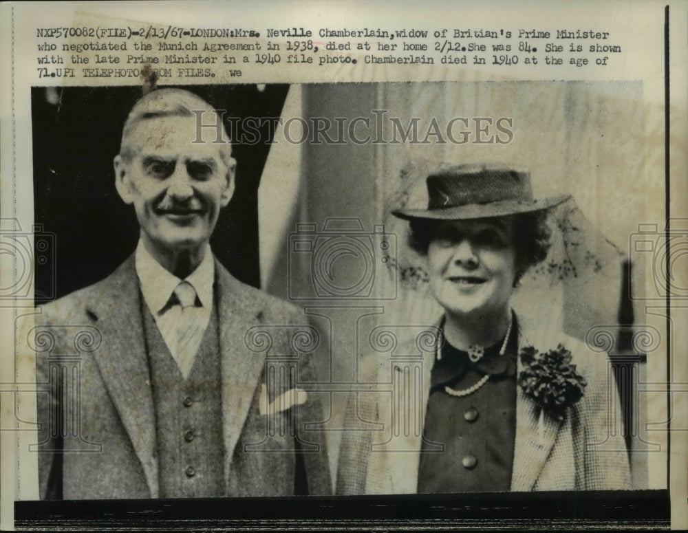1967 Press Photo Neville Chamberlain 83 Years Old Died at Her Home on 2/12