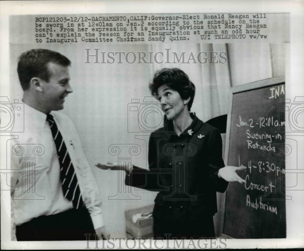 1955 Press Photo Ronald Reagan to be Sworn in on Jan 2 Per Schedule on Board