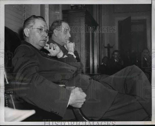 1953 Press Photo Robert B Anderson, Harold E. Talbott wait before testifying