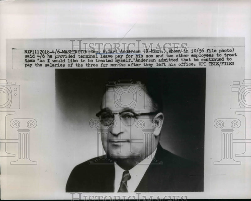Load image into Gallery viewer, 1959 Press Photo Representative H Carl Anderson Provides Terminl Leave Pay
