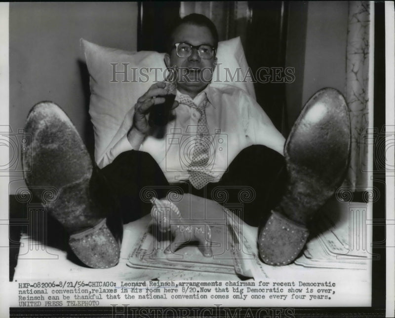 Load image into Gallery viewer, 1956 Press Photo Leonard Reinsch Chairman for Democratic Convention in Hotel
