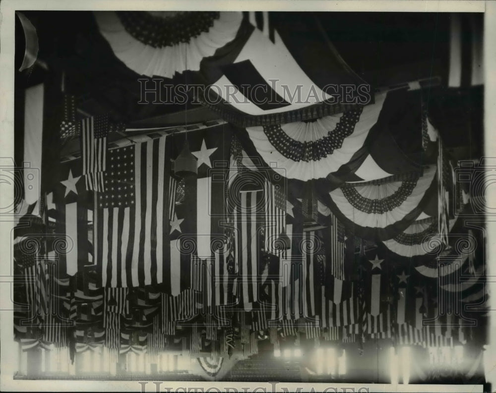 1932 Press Photo Chicago Stadium Decorated for Republican National Convention