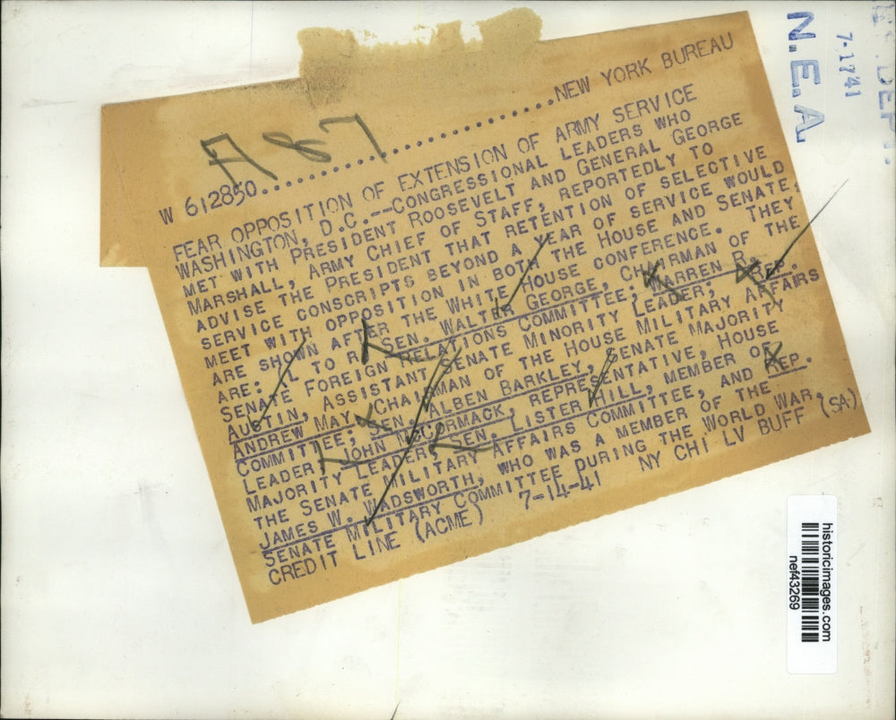 1941 Press Photo Congressional Leaders met with President Roosevelt - nef43269