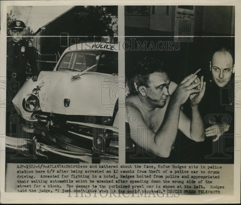 Load image into Gallery viewer, 1955 Press Photo Rufus Hodges sits in police station after being arrested
