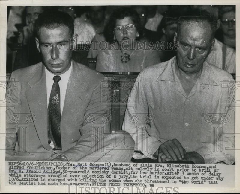 Load image into Gallery viewer, 1955 Press Photo Matt Moonen, Alfred Fredrickson at Axilrod Murder Trial
