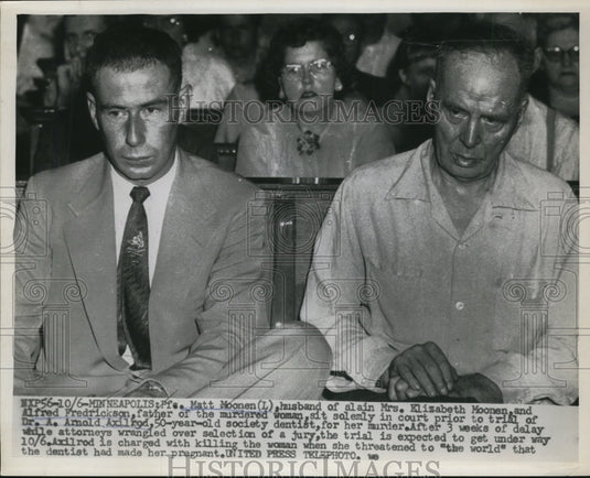 1955 Press Photo Matt Moonen, Alfred Fredrickson at Axilrod Murder Trial