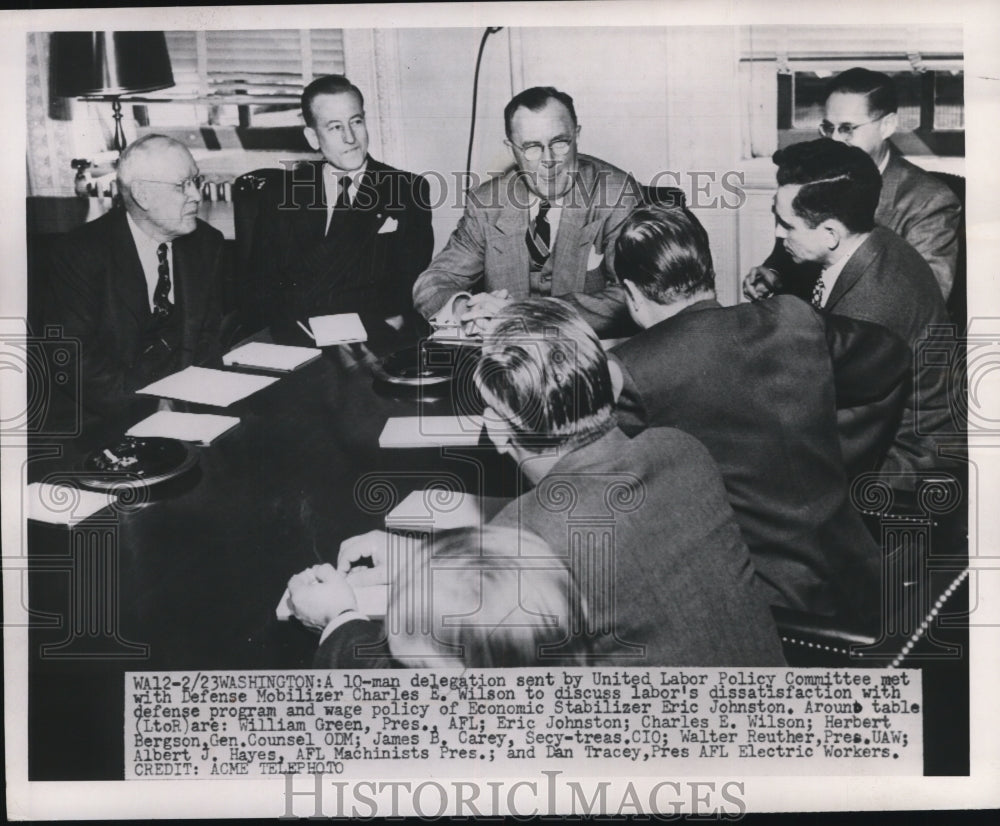 1951 Press Photo A 10-Man Delegation Sent by United Labor Policy Committee