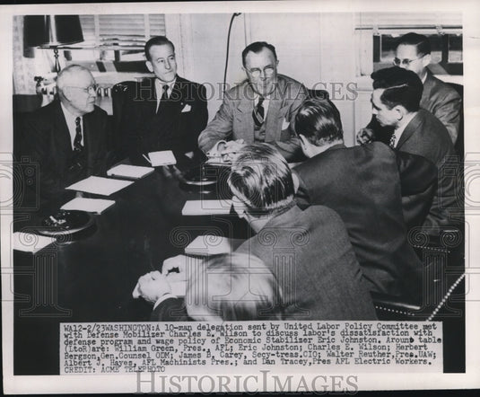 1951 Press Photo A 10-Man Delegation Sent by United Labor Policy Committee
