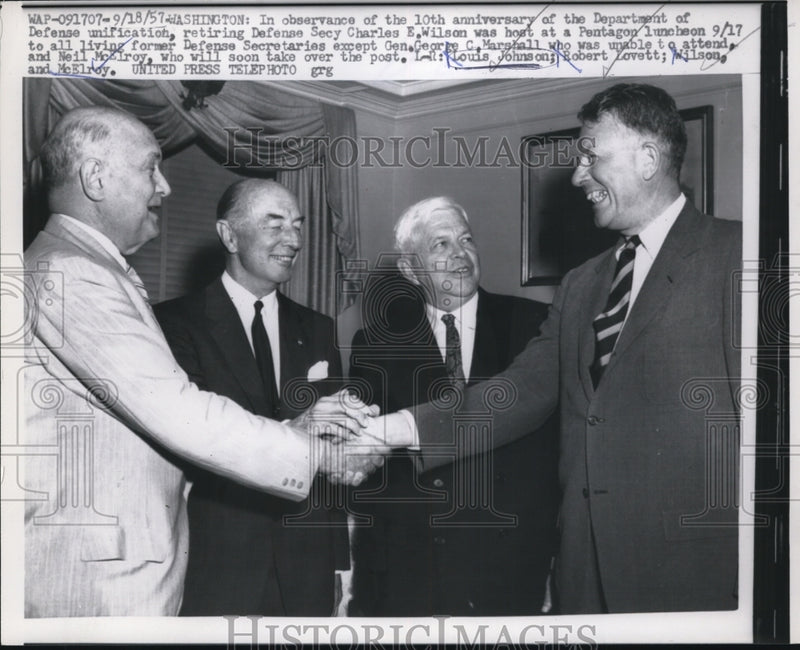Load image into Gallery viewer, 1957 Press Photo Charles Wilson Host at Pentagon Luncheon for 10th Anniversary
