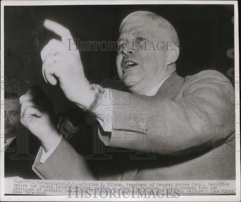 Load image into Gallery viewer, Press Photo Charles E Wilson Testifies Before Senate Labor Comm on Labor Legis
