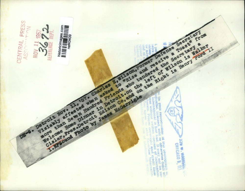 1957 Press Photo Secretary of Defense Charles Wilson, Walker Crisler Detroit