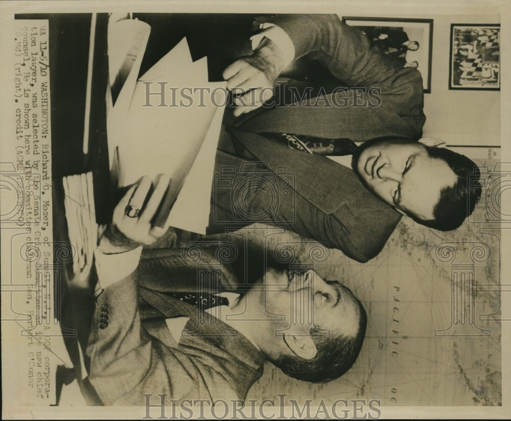 1951 Press Photo Richard G. Moser Shown with Committee Chairman Herbert O'Conor