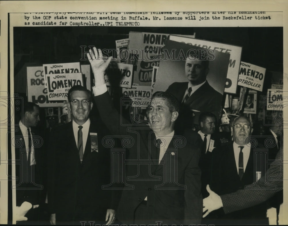 1962 Press Photo John Lomenzeia Followed by Supporters After Nomination by GOP