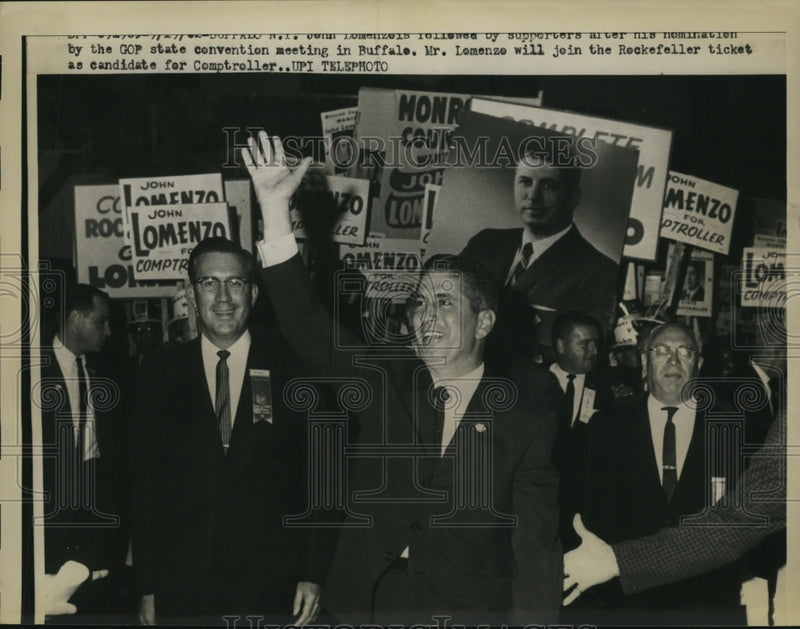 Load image into Gallery viewer, 1962 Press Photo John Lomenzeia Followed by Supporters After Nomination by GOP
