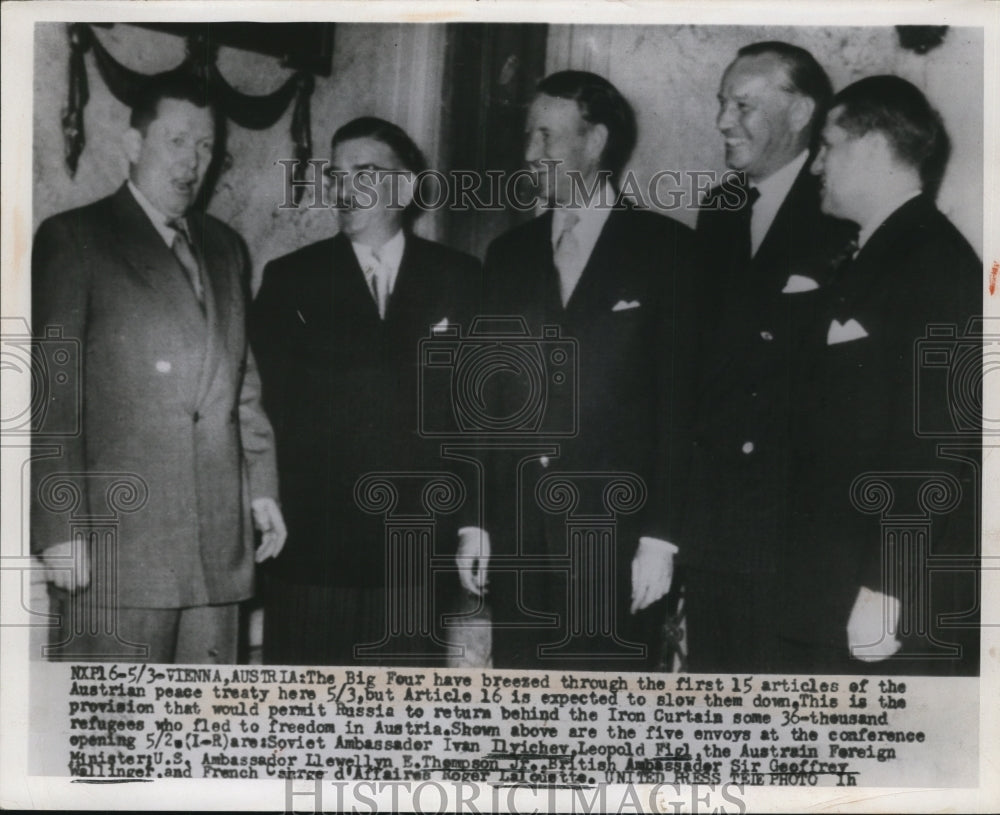 1955 Press Photo The Big Four Breezed Through First 15 Articles of Peace Treaty