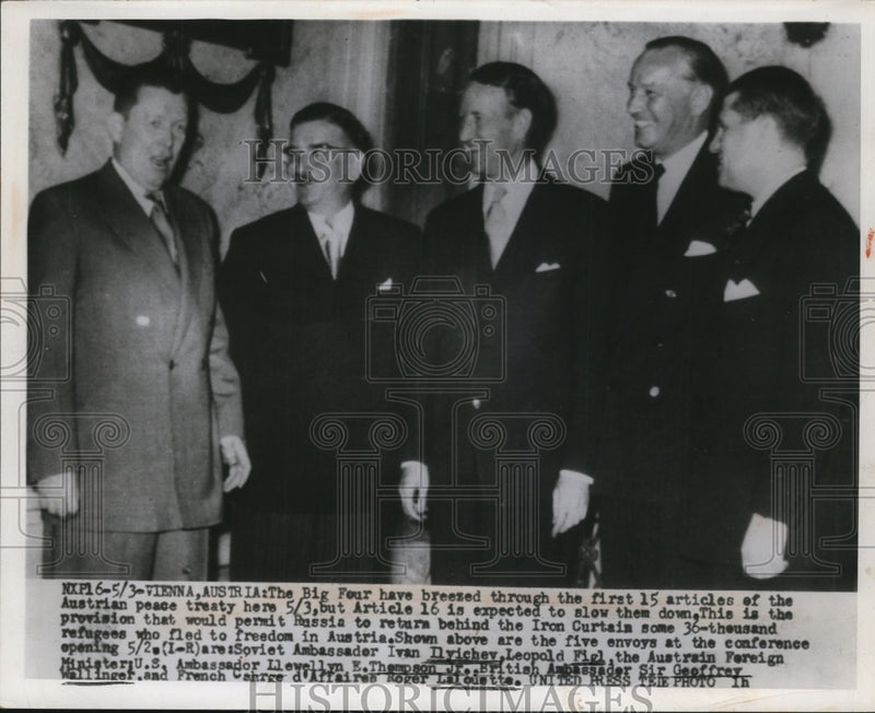Load image into Gallery viewer, 1955 Press Photo The Big Four Breezed Through First 15 Articles of Peace Treaty
