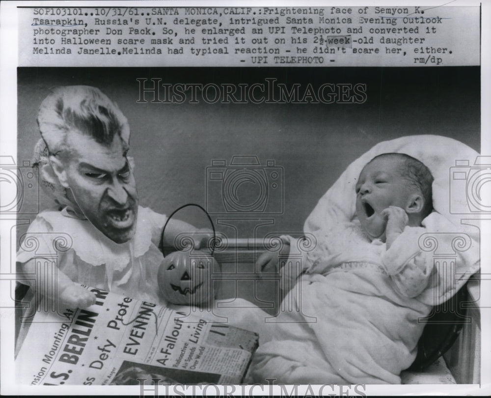 1961 Press Photo Frightening Face of Semyon K Tsarapkin Russia&#39;s U.N. Delegate